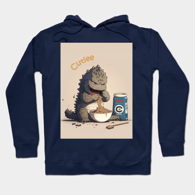 Cutie Godzilla eats snack Hoodie by redfoks